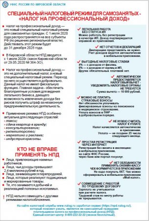 Памятка УФНС России по Кировской области - Специальный налоговый режим