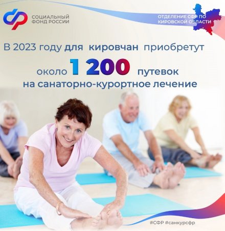 Отделение СФР по Кировской области предоставило более  тысячи путевок  для льготников  на санаторно-курортное лечение.