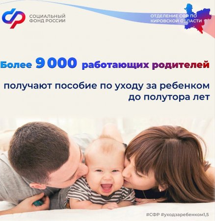 Более 9 тысяч работающих родителей в Кировской области получают пособие по уходу за ребенком до полутора лет.